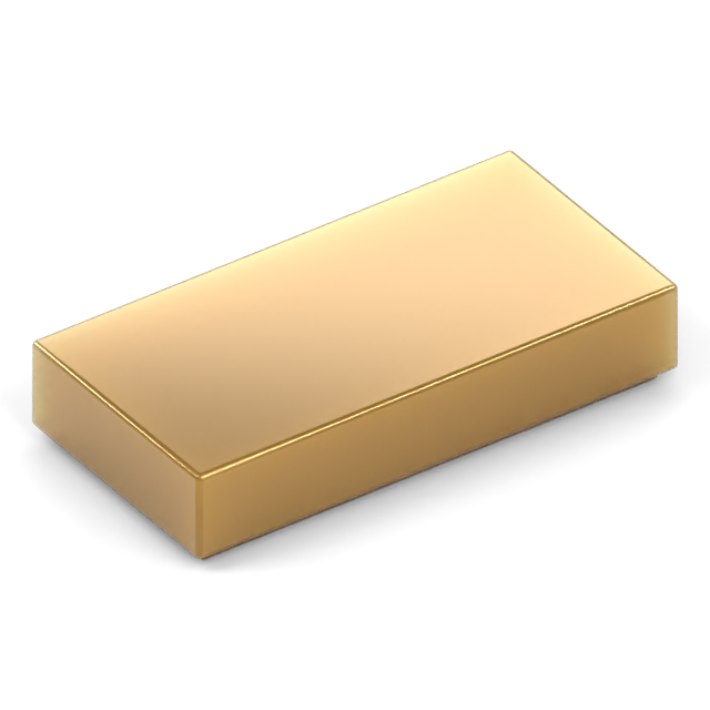 A Pearl Gold 1 x 2 tile with a reflective pearl finish.
