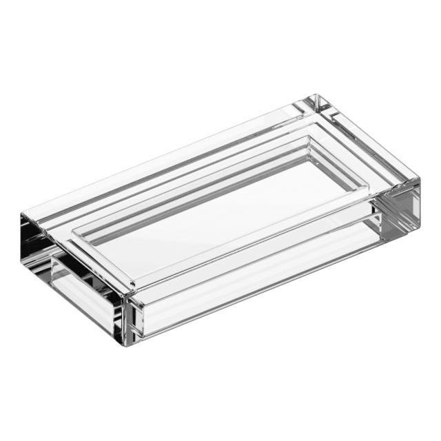 A Transparent Clear 1 x 2 tile with a see-through body.