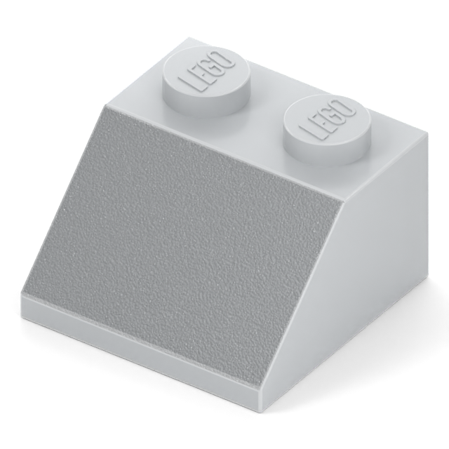 Part 3039: a 2 x 2 slope with two studs at the high end and a slanted face.
