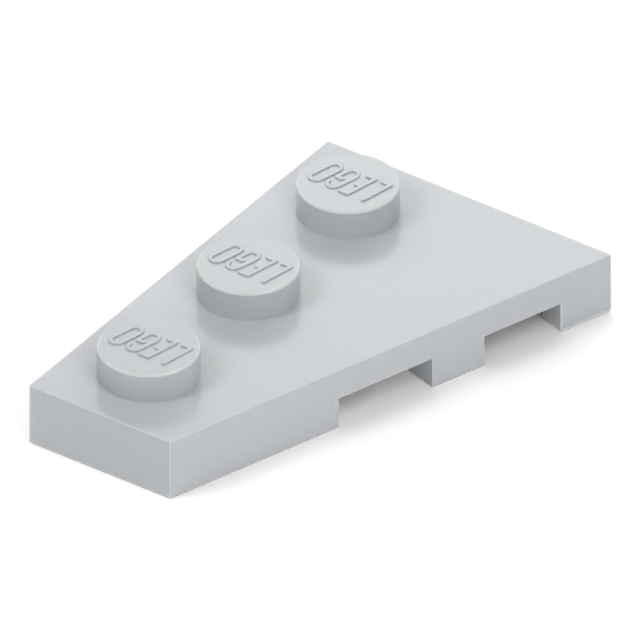 Part 43723: a left 3 x 2 wedge plate with a diagonal edge in its footprint.